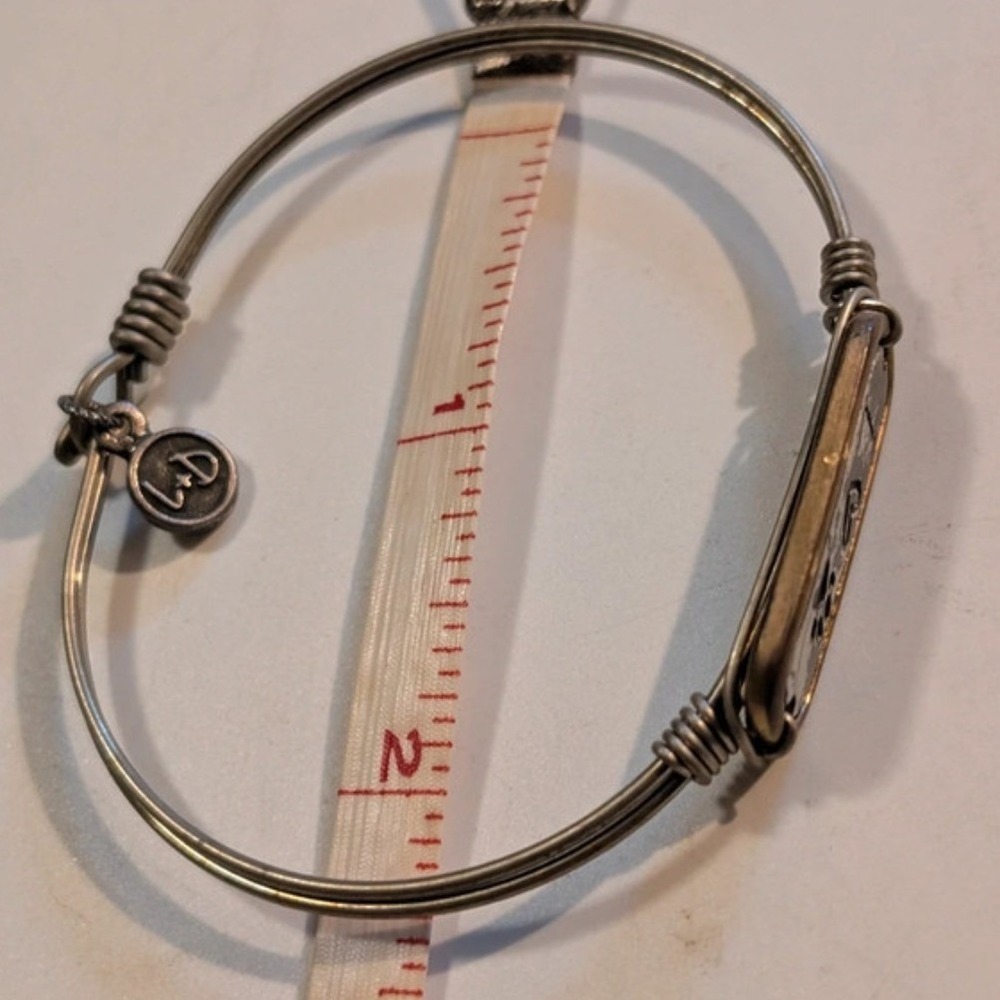Luca + Danni I Heart Paw Print Bangle Bracelet Silver Tone Handcrafted USA